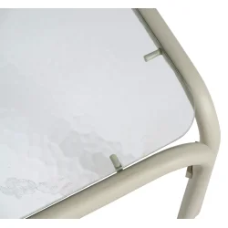 Stilrent lounges�t med hj�rnesofa i polyester og glasbord - B197xD197xH63 cm - Beige