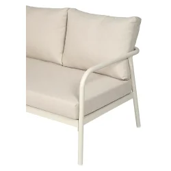Stilrent lounges�t med hj�rnesofa i polyester og glasbord - B197xD197xH63 cm - Beige