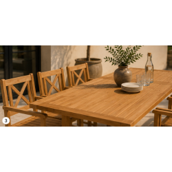 Leah Havem�bels�t med 6 Massive Teakstole &amp; Teakbord 210 cm