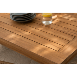 Tilde Havem�bels�t � 210 cm Teakbord &amp; 6 UV-Beskyttede Era Stabelstole - cappuccino-farvet