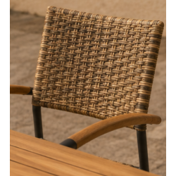 Tilde Havem�bels�t � 210 cm Teakbord &amp; 6 UV-Beskyttede Era Stabelstole - cappuccino-farvet