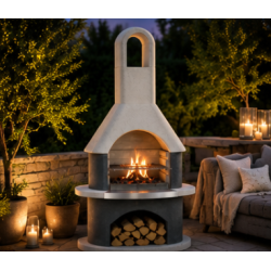 Buschbeck Stenovn med Br�ndefag � Havepejs &amp; Grill i Armeret Beton