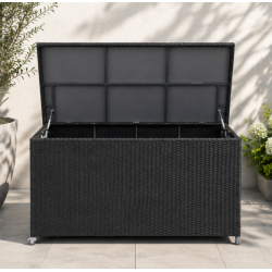 Sofia XL dynbox 160x75 cm. Svart UV-skyddad polyrotting och aluminiumram inkl. vattent�t innerv�ska