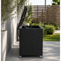 Sofia XL dynbox 160x75 cm. Svart UV-skyddad polyrotting och aluminiumram inkl. vattent�t innerv�ska