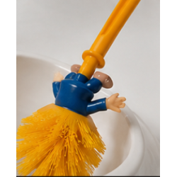 Humoristisk Donald Trump toiletb�rste med holder i slidst�rkt plast i orange design - H37 x �12,7 cm