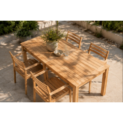 Rosenholm haves�t � massivt Goldteak med 4 lette stole &amp; 165x80 cm bord