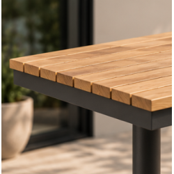 Stilrent MOOD Classic caf�bord � 70�70 cm teak med let aluminiumsstel