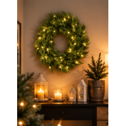 D�r grankrans med LED - Timer - Inde/ude ( IP44 )