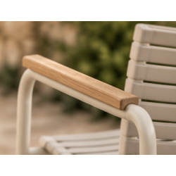 Kvalitets Mood stabelstol med lameller og teak arml�n - V�lg farve