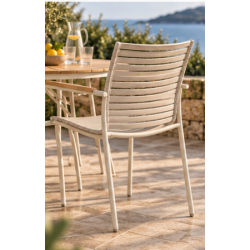 Kvalitets Mood stabelstol med lameller og teak arml�n - V�lg farve