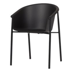 Frida skalstol med armln - Sort plast/forzinket metal