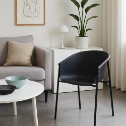 Frida skalstol med armln - Sort plast/forzinket metal