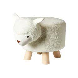 Hvid Skammel med Lamme motiv - Dacore- PERFEKT SKAMMEL TIL BRNEVRELSET!!