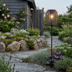 Udend�rs solcellelanterne med spyd  og p�re - H�jde: 80 cm 