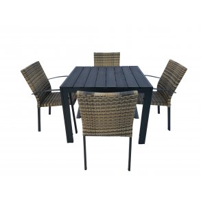 Vedligeholdelsesfri smt terrassest til 4 personer - vlg stolens farve