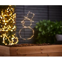 Snemand i metal med LED lys - til bde indendrs og udendrs brug!