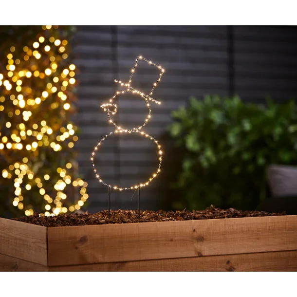 Snemand i metal med LED lys - til bde indendrs og udendrs brug!