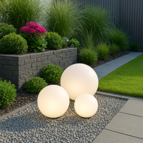 St af 3 Solcelle kuglelys - Elegant Udendrs Belysning med Varmt Hvidt Lys
