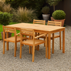 Kronborg havembelst med 4 stk. stole i gold teak