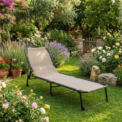 Let foldbar solseng med 4 forskellige rygpositioner - Model Rosa. Findes i sort, valn�d og sand