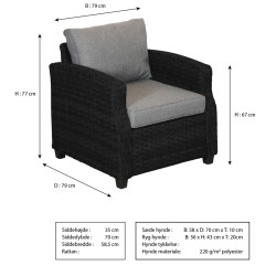 Solskins Loungestol i sort - VEDLIGEHOLDELSESFRI LOUNGESTOL MED HYNDE!!