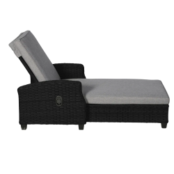 Solskins solvogn i sort UV-beskyttet polyrattan. MODERNE SOLVOGN MED ALL-WEATHER HYNDE - MODEL VILLA