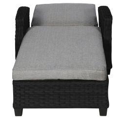 Solskins solvogn i sort UV-beskyttet polyrattan. MODERNE SOLVOGN MED ALL-WEATHER HYNDE - MODEL VILLA