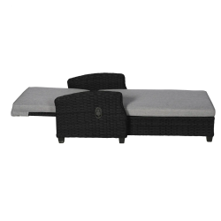 Solskins solvogn i sort UV-beskyttet polyrattan. MODERNE SOLVOGN MED ALL-WEATHER HYNDE - MODEL VILLA