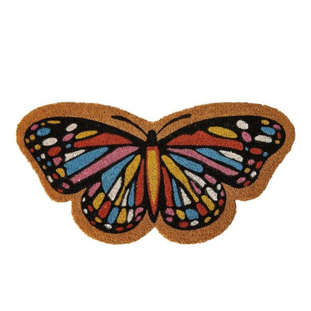 Drmtte sommerfugl 45x75cm. Fremstillet i kokos som kan ligge ude hele ret rundt. 