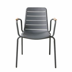 Parc havestol i antracit pulverlakeret aluminium og lkre teak armln 