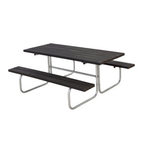 Sort bordbnkest uden rygln i genbrugsplast til 6 personer