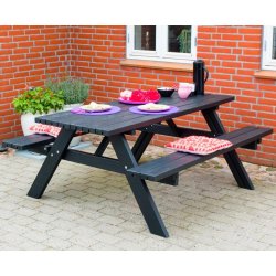 Sort bordbnkest kun i tr uden rygln til 6 personer