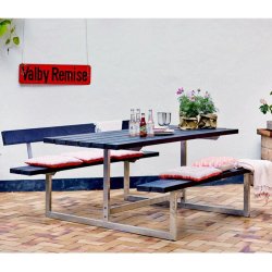 Sort bordbnkest i genbrugsplast med et rygln - 6 personer