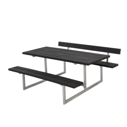 Sort bordbnkest i genbrugsplast med et rygln - 6 personer