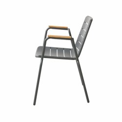 Parc havestol i antracit pulverlakeret aluminium og lkre teak armln 