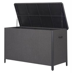 Polstret sort hyndeboks i aluminium - 166 x 75 cm