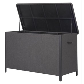 Polstret sort hyndeboks i aluminium - 166 x 75 cm