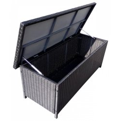 100 % vandtt Hyndeboks i sort uv-beskyttet polyrattan -  vandtt