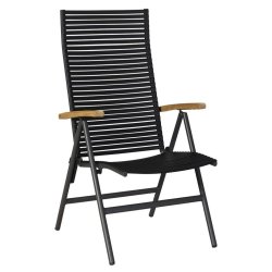 Parma garden 5-positionsstol - Svart med armstd i teak