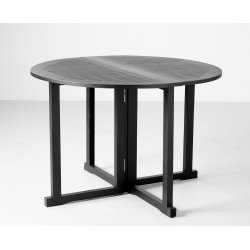 Svartmlat trdgrdsmbelset i mahogny med runt fllbart bord + 4 fllstolar - Modell: Isebella/York