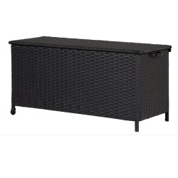 100 % vandtt hyndeboks med hjul. UV-beskyttet polyrattan. str. 133x54XH63 cm:  - vlg farve