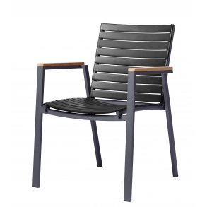 Stabelstol i kraftigt alustel med brede plast lameller. Model Roma