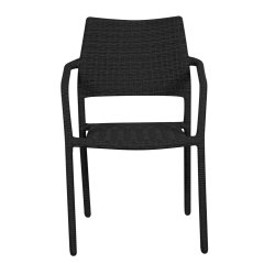 Stabelbar havestol i sort UV-beskyttet polyrattan - Model: Lucca