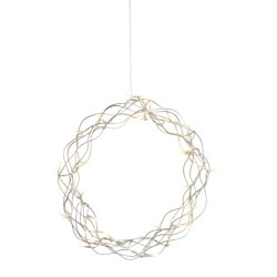 Stemningsfuld lyskrans med 40 varme hvide LED lys og timer samt 5 m klar ledning med adapter 35 cm