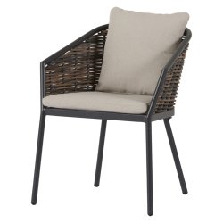 Daniella havestol i aluminium og rattan med hynder