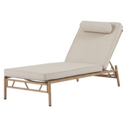 Stilfuld og komfortabel solseng med aluminiumsstel i elegant bambus look med hynde og pude