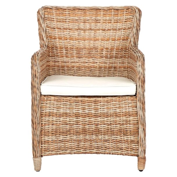 Stilfuld vedligeholdelsesfri havestol i holdbar aluminium og elegant rattan m/hynde