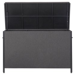 Polstret sort hyndeboks i aluminium - 166 x 75 cm