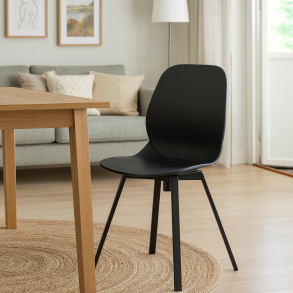 Hilda spisestuestol med drejefod I massivt UV-beskyttet plast -  sort 