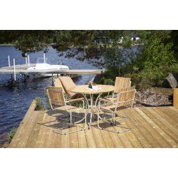 Perfekt terrassest til 4 personer i goldteak og stl. Model: Holmsund